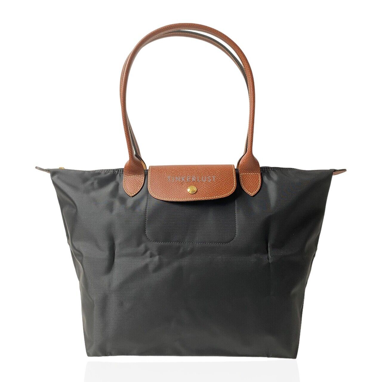 tas tote bag Longchamp Le Pliage Original Large Long Handle Black Tote Bag Tinkerlust